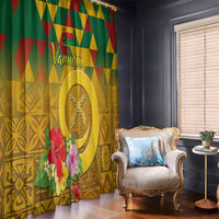 Melanesian Vanuatu Window Curtain With Tapa Tribal Pattern and Triangle Geometric Tricolor - Polynesian Pride