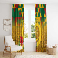 Melanesian Vanuatu Window Curtain With Tapa Tribal Pattern and Triangle Geometric Tricolor - Polynesian Pride