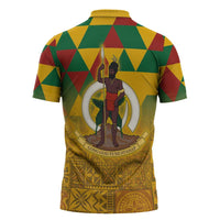Melanesian Vanuatu Zipper Polo Shirt With Tapa Tribal Pattern and Triangle Geometric Tricolor - Polynesian Pride