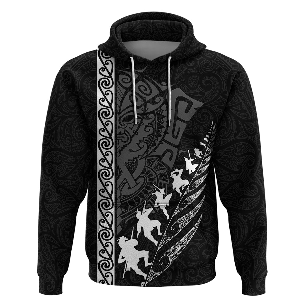 New Zealand Rugby Hoodie Haka Dance Tribal God Mask Maori Pattern LT03 Black - Polynesian Pride