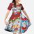 Merry Christmas Family Matching Long Sleeve Bodycon Dress and Hawaiian Shirt Funny Santa Claus Cards Photo and Polynesian Pattern Red Color