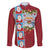 Merry Christmas Family Matching Long Sleeve Bodycon Dress and Hawaiian Shirt Funny Santa Claus Cards Photo and Polynesian Pattern Red Color