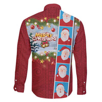 Merry Christmas Family Matching Puletasi and Hawaiian Shirt Funny Santa Claus Cards Photo and Polynesian Pattern Red Color LT03 - Polynesian Pride