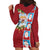 Merry Christmas Hoodie Dress Funny Santa Claus Cards Photo and Polynesian Pattern Red Color