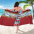 Merry Christmas Sarong Funny Santa Claus Cards Photo and Polynesian Pattern Red Color