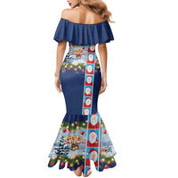 Merry Christmas Family Matching Mermaid Dress and Hawaiian Shirt Funny Santa Claus Cards Photo and Polynesian Pattern Blue Color LT03 - Polynesian Pride