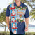 Merry Christmas Hawaiian Shirt Funny Santa Claus Cards Photo and Polynesian Pattern Blue Color