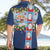 Merry Christmas Hawaiian Shirt Funny Santa Claus Cards Photo and Polynesian Pattern Blue Color