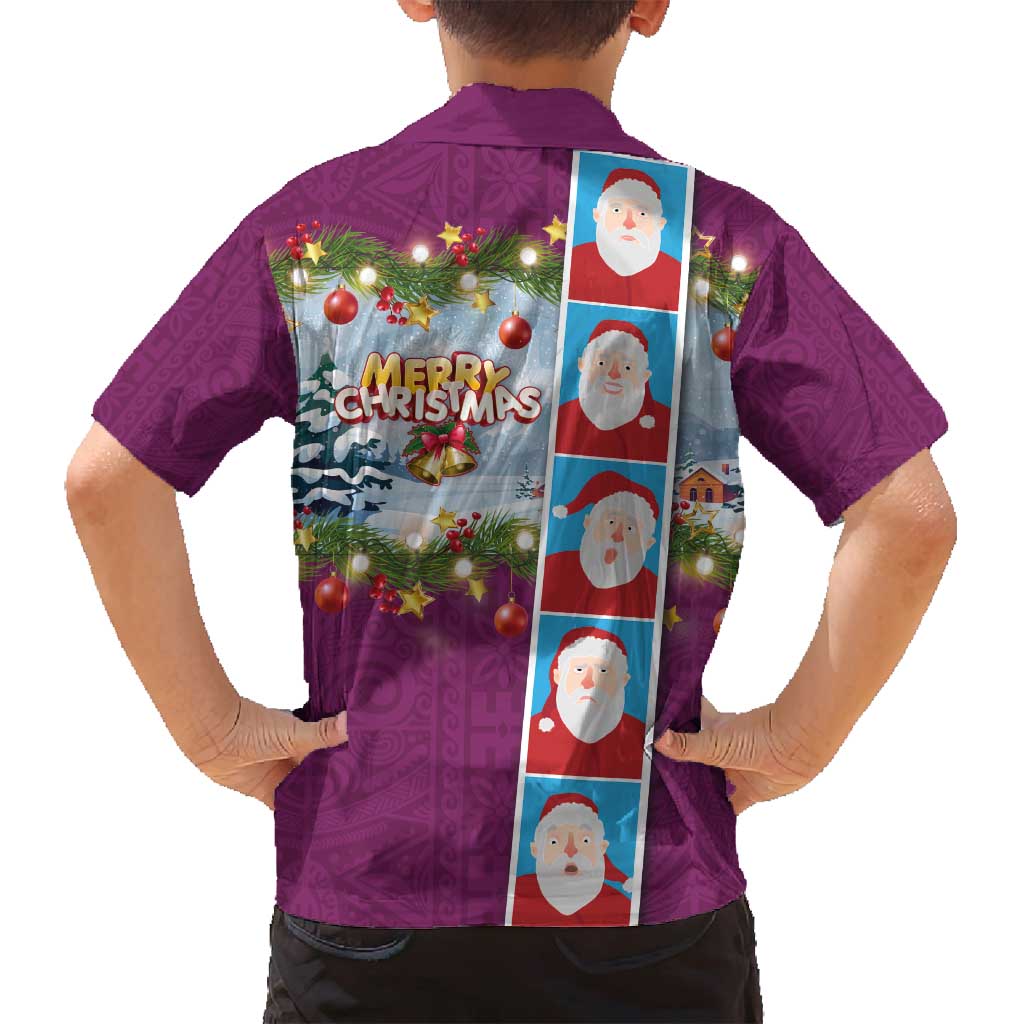 Merry Christmas Family Matching Long Sleeve Bodycon Dress and Hawaiian Shirt Funny Santa Claus Cards Photo and Polynesian Pattern Pink Color LT03 - Polynesian Pride