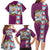 Merry Christmas Family Matching Long Sleeve Bodycon Dress and Hawaiian Shirt Funny Santa Claus Cards Photo and Polynesian Pattern Pink Color