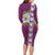 Merry Christmas Family Matching Long Sleeve Bodycon Dress and Hawaiian Shirt Funny Santa Claus Cards Photo and Polynesian Pattern Pink Color