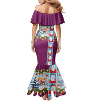 Merry Christmas Family Matching Mermaid Dress and Hawaiian Shirt Funny Santa Claus Cards Photo and Polynesian Pattern Pink Color LT03 - Polynesian Pride