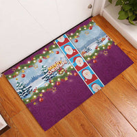 Merry Christmas Rubber Doormat Funny Santa Claus Cards Photo and Polynesian Pattern Pink Color LT03 - Polynesian Pride