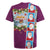 Merry Christmas Rugby Jersey Funny Santa Claus Cards Photo and Polynesian Pattern Pink Color