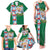 Merry Christmas Family Matching Tank Maxi Dress and Hawaiian Shirt Funny Santa Claus Cards Photo and Polynesian Pattern Green Color