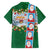 Merry Christmas Family Matching Tank Maxi Dress and Hawaiian Shirt Funny Santa Claus Cards Photo and Polynesian Pattern Green Color