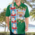 Merry Christmas Hawaiian Shirt Funny Santa Claus Cards Photo and Polynesian Pattern Green Color