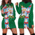 Merry Christmas Hoodie Dress Funny Santa Claus Cards Photo and Polynesian Pattern Green Color