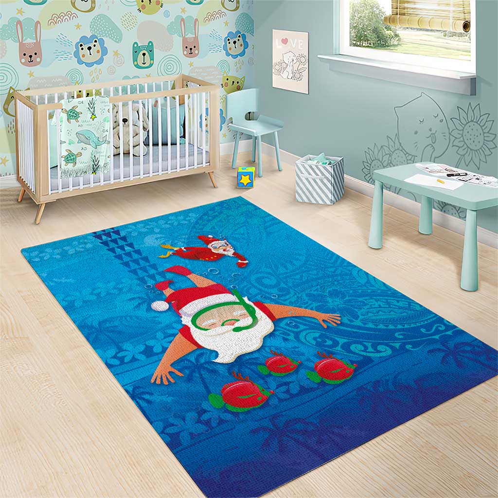 Hawaiian Santa Claus Snorkeling Area Rug Kakau and Polynesian Pattern