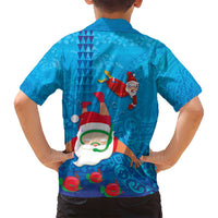 Hawaiian Santa Claus Snorkeling Family Matching Puletasi and Hawaiian Shirt Kakau and Polynesian Pattern LT03 - Polynesian Pride