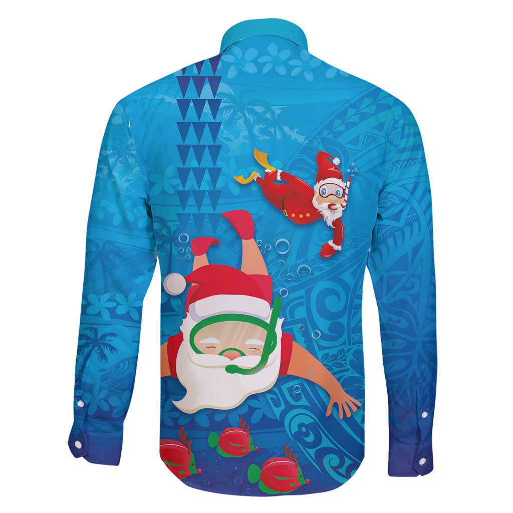 Hawaiian Santa Claus Snorkeling Family Matching Puletasi and Hawaiian Shirt Kakau and Polynesian Pattern LT03 - Polynesian Pride
