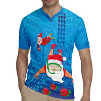Hawaiian Santa Claus Snorkeling Rugby Jersey Kakau and Polynesian Pattern