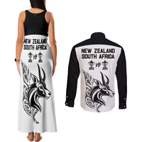 South Africa and New Zealand Couples Matching Tank Maxi Dress and Long Sleeve Button Shirt Champion History Go Final 2023 Vintage Style LT03 - Polynesian Pride