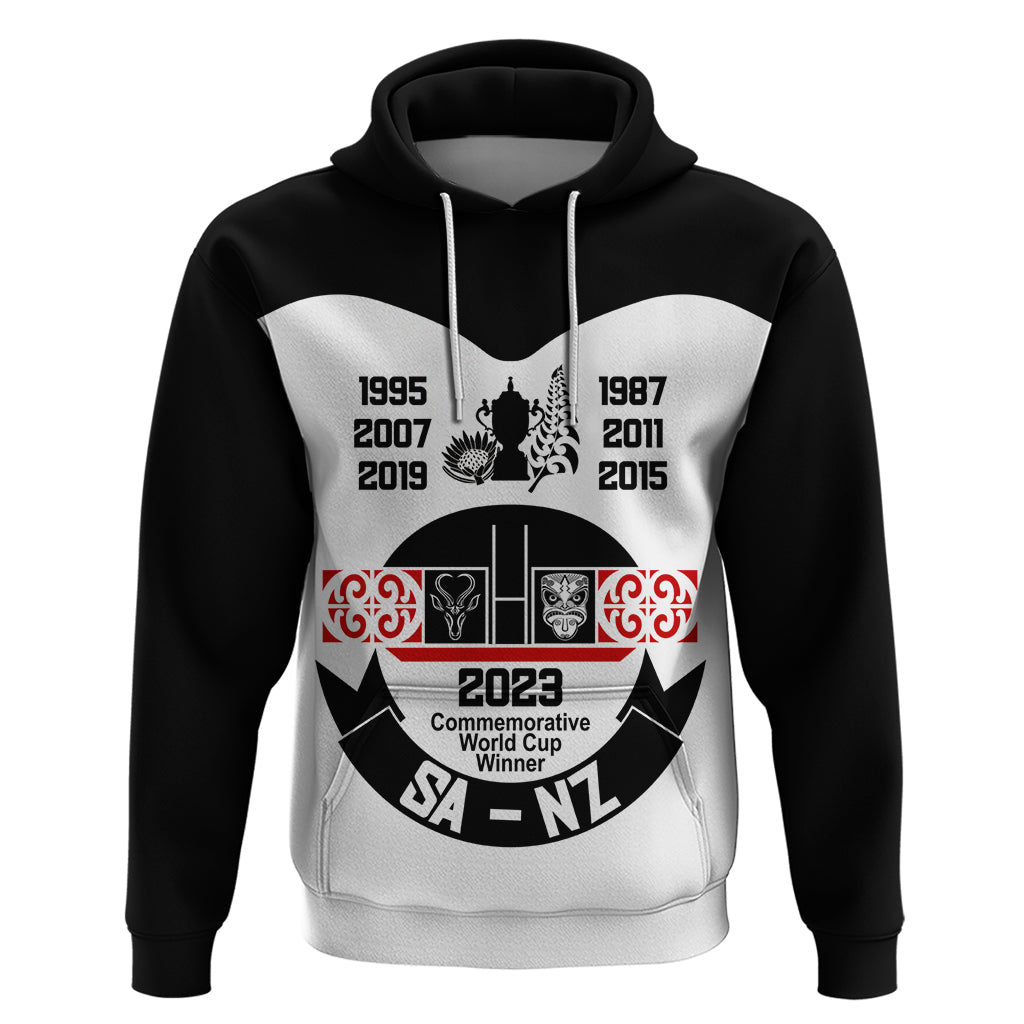 South Africa and New Zealand Hoodie Champion History Go Final 2023 Vintage Style LT03 White - Polynesian Pride