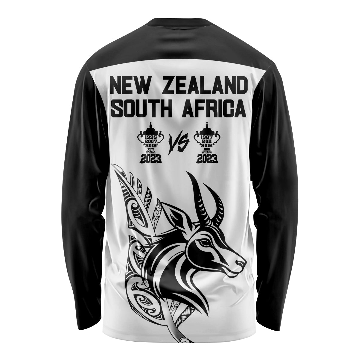 South Africa and New Zealand Long Sleeve Shirt Champion History Go Final 2023 Vintage Style LT03 - Polynesian Pride