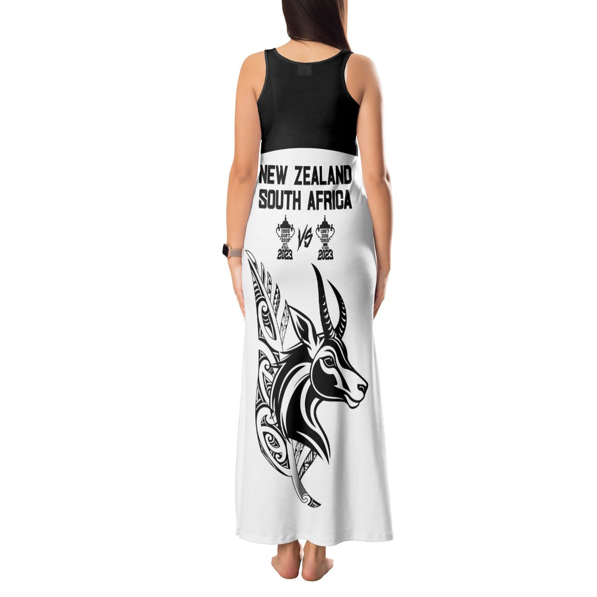 South Africa and New Zealand Tank Maxi Dress Champion History Go Final 2023 Vintage Style LT03 - Polynesian Pride