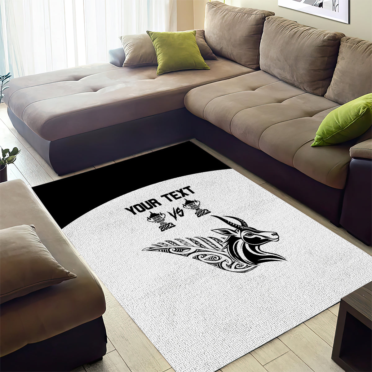 Personalised South Africa and New Zealand Area Rug Champion History Go Final 2023 Vintage Style LT03 - Polynesian Pride