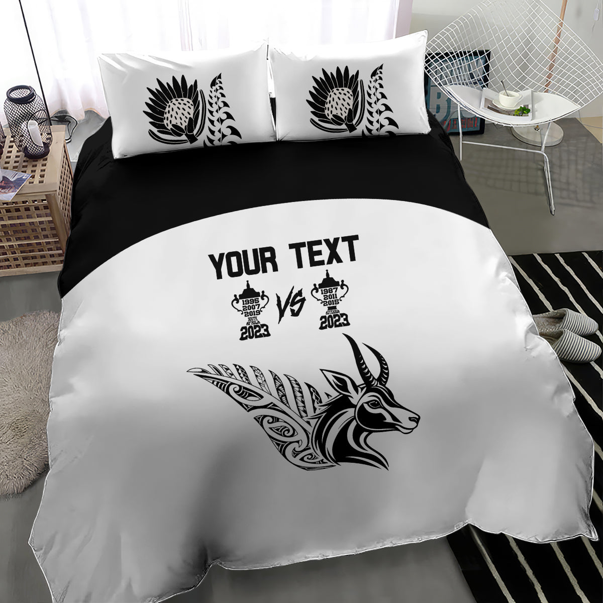 Personalised South Africa and New Zealand Bedding Set Champion History Go Final 2023 Vintage Style LT03 - Polynesian Pride
