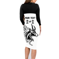 Personalised South Africa and New Zealand Family Matching Long Sleeve Bodycon Dress and Hawaiian Shirt Champion History Go Final 2023 Vintage Style LT03 - Polynesian Pride