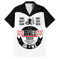 Personalised South Africa and New Zealand Family Matching Off Shoulder Short Dress and Hawaiian Shirt Champion History Go Final 2023 Vintage Style LT03 Dad's Shirt - Short Sleeve White - Polynesian Pride