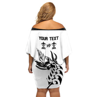 Personalised South Africa and New Zealand Family Matching Off Shoulder Short Dress and Hawaiian Shirt Champion History Go Final 2023 Vintage Style LT03 - Polynesian Pride