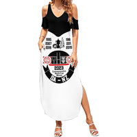 Personalised South Africa and New Zealand Family Matching Summer Maxi Dress and Hawaiian Shirt Champion History Go Final 2023 Vintage Style LT03 Mom's Dress White - Polynesian Pride