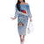 New Zealand Auckland Off The Shoulder Long Sleeve Dress Auckland's Flag and Coat of Arms - Koru Art Maori Pattern