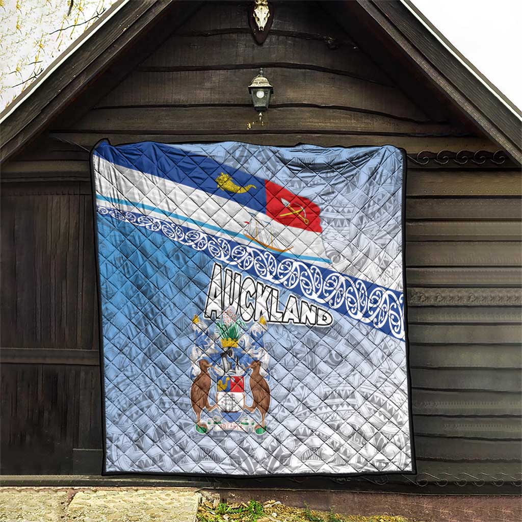 New Zealand Auckland Quilt Auckland's Flag and Coat of Arms - Koru Art Maori Pattern LT03 - Polynesian Pride