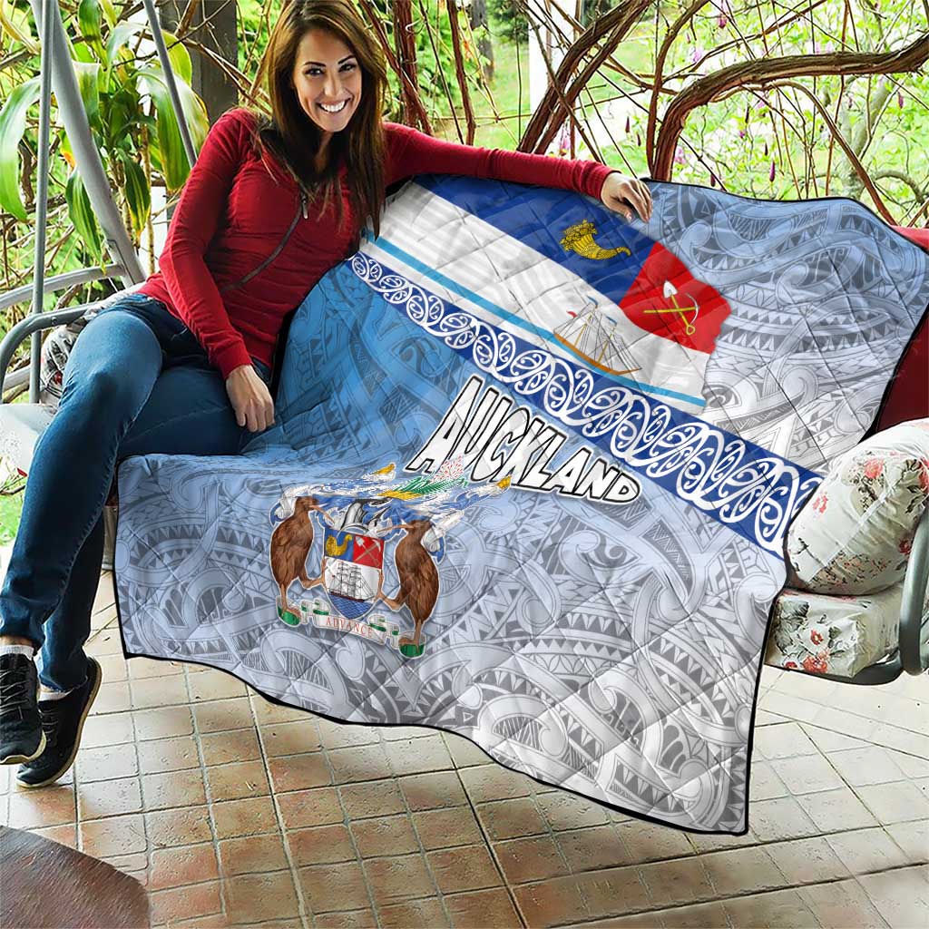 New Zealand Auckland Quilt Auckland's Flag and Coat of Arms - Koru Art Maori Pattern LT03 - Polynesian Pride