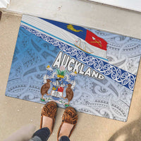 New Zealand Auckland Rubber Doormat Auckland's Flag and Coat of Arms - Koru Art Maori Pattern LT03 - Polynesian Pride