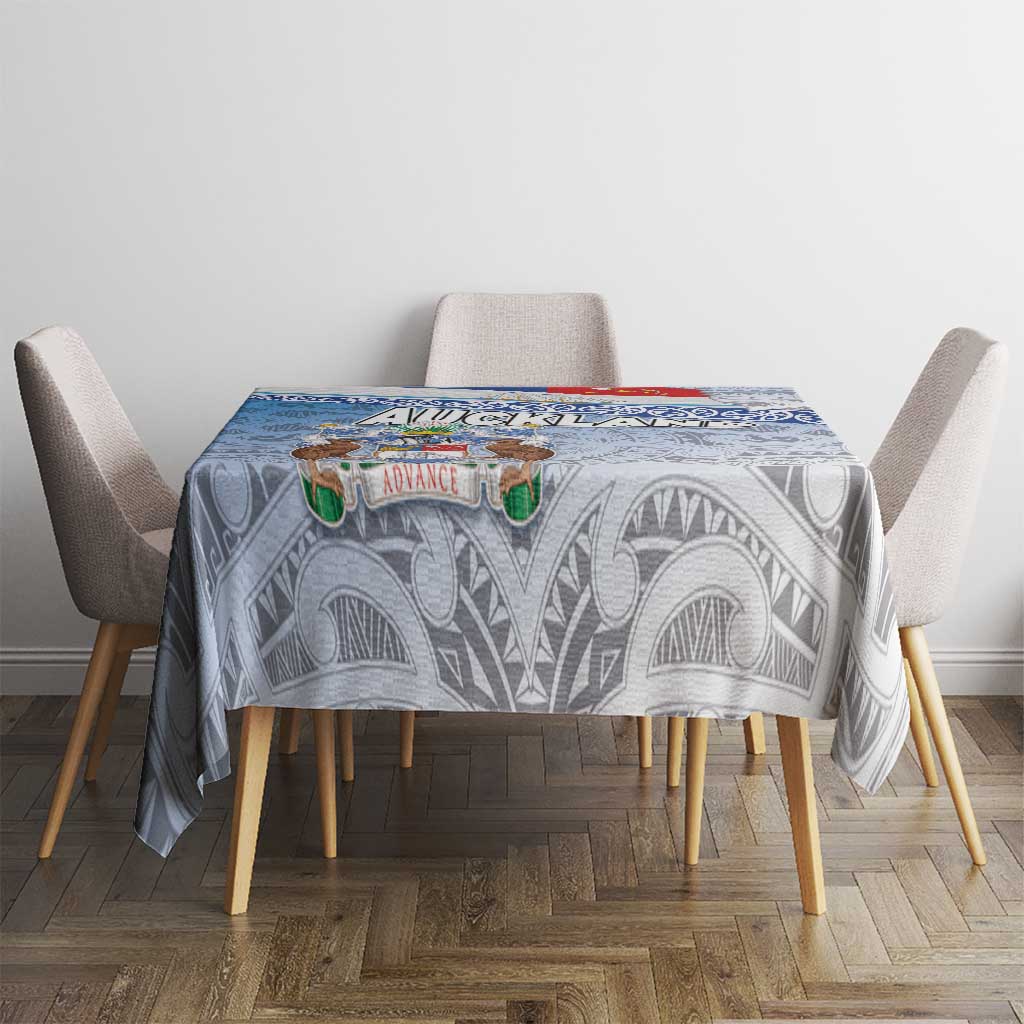New Zealand Auckland Tablecloth Auckland's Flag and Coat of Arms - Koru Art Maori Pattern