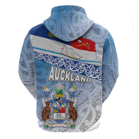 New Zealand Auckland Zip Hoodie Auckland's Flag and Coat of Arms - Koru Art Maori Pattern LT03 - Polynesian Pride
