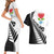 New Zealand Auckland Couples Matching Short Sleeve Bodycon Dress and Hawaiian Shirt Auckland's Emblem and Silver Ferns - Maori Art Tattoo