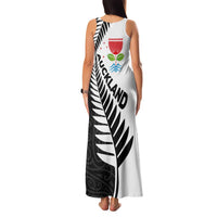 New Zealand Auckland Family Matching Tank Maxi Dress and Hawaiian Shirt Auckland's Emblem and Silver Ferns - Maori Art Tattoo