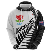 New Zealand Auckland Hoodie Auckland's Emblem and Silver Ferns - Maori Art Tattoo