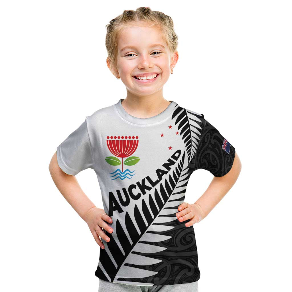 New Zealand Auckland Kid T Shirt Auckland's Emblem and Silver Ferns - Maori Art Tattoo