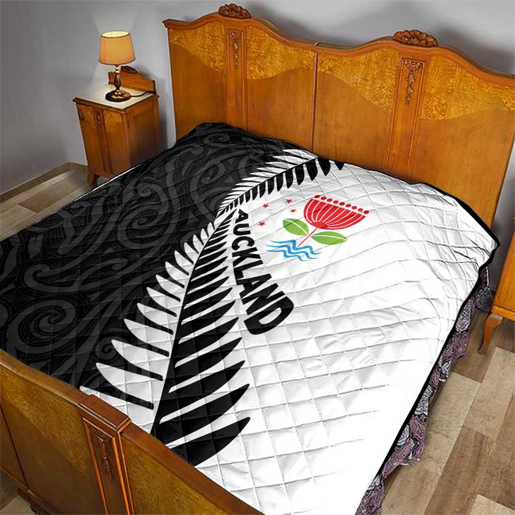 New Zealand Auckland Quilt Auckland's Emblem and Silver Ferns - Maori Art Tattoo LT03 - Polynesian Pride