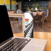 New Zealand Auckland Skinny Tumbler Auckland's Emblem and Silver Ferns - Maori Art Tattoo LT03 - Polynesian Pride