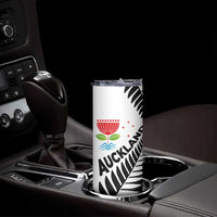 New Zealand Auckland Skinny Tumbler Auckland's Emblem and Silver Ferns - Maori Art Tattoo LT03 - Polynesian Pride
