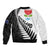 New Zealand Auckland Sleeve Zip Bomber Jacket Auckland's Emblem and Silver Ferns - Maori Art Tattoo